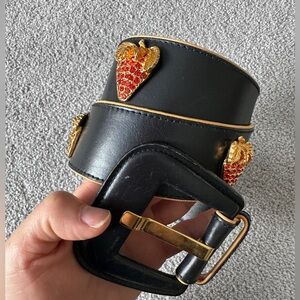 Rare Vtg Escada Strawberry Black wide belt  leather west Germany 38 ca 1980s